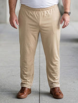 Men Plus Size Gossamer Beige Solid Trackpant