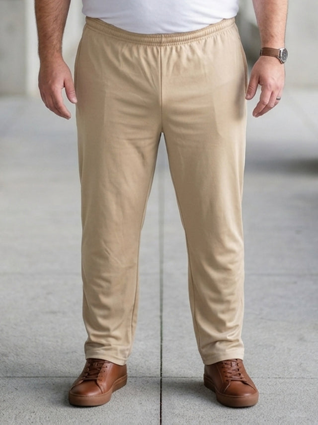 Men Plus Size Gossamer Beige Solid Trackpant