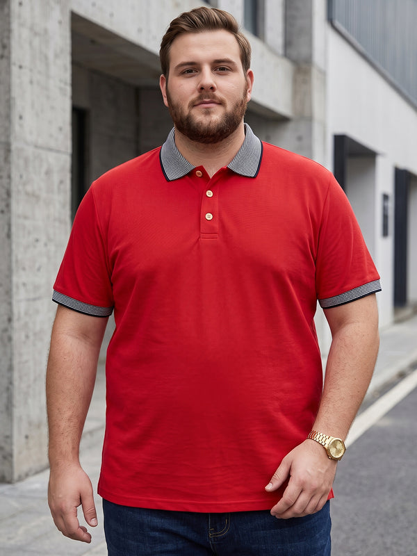 Men Plus Size Rush-Red Red Solid Polo Tshirts
