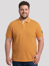 Men Plus Size Inscription Yellow Printed Polo