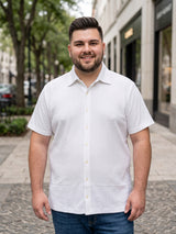 Men Plus Size Elrovo White Self Design Shirts