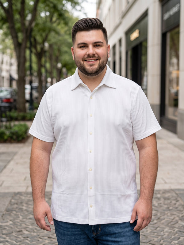 Men Plus Size Elrovo White Self Design Shirts