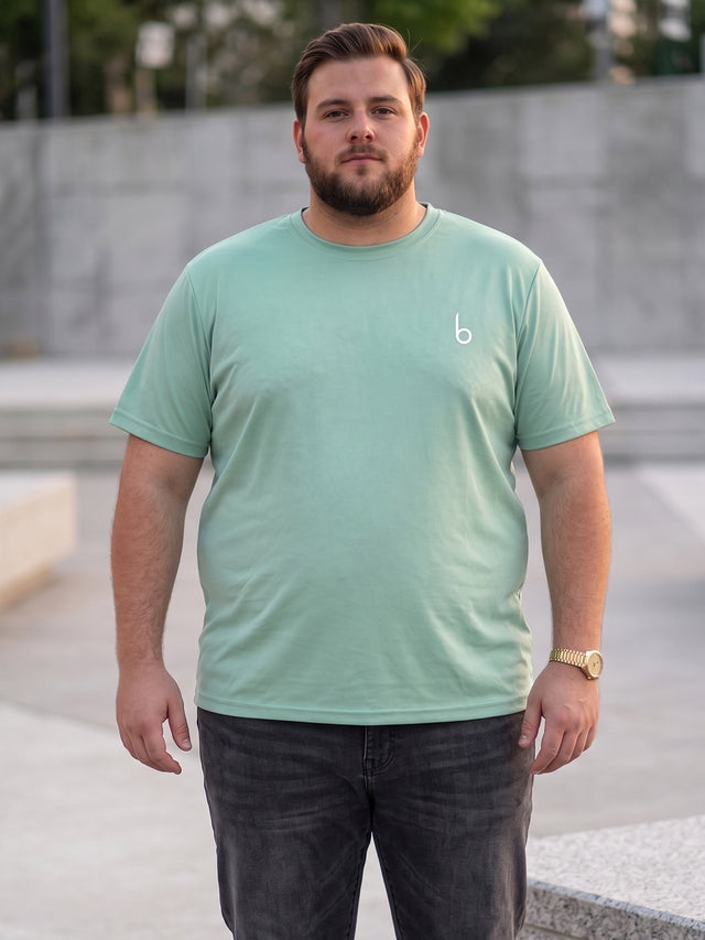 Men Plus Size Vaporcrew-Mint Green Solid Mint Green Round Neck