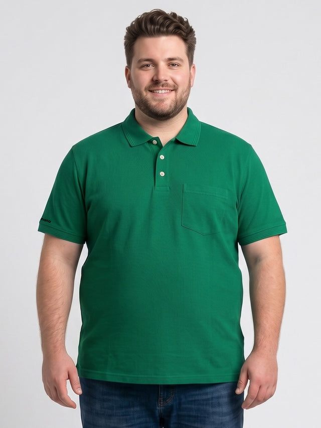 Men Plus Size Emerald Green Printed Polo