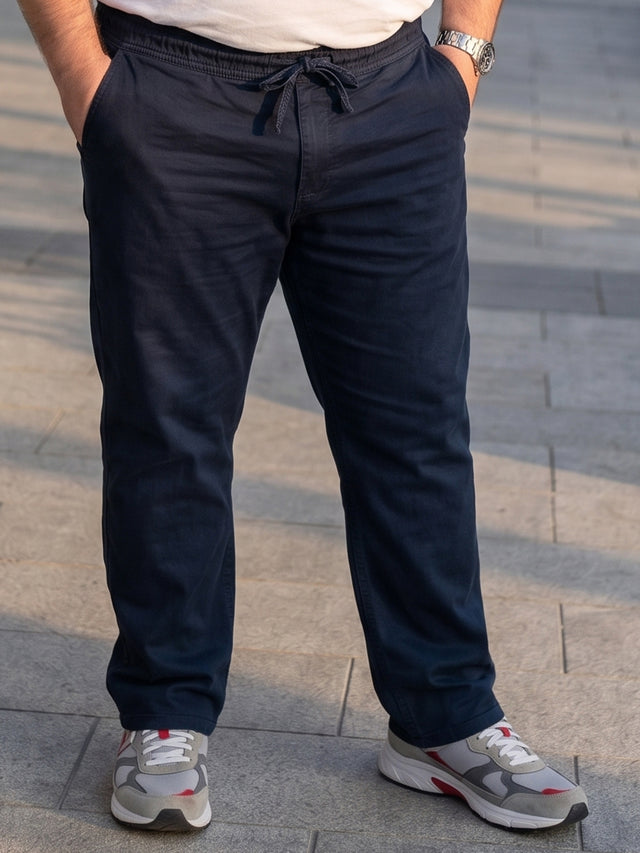 Men Plus Size Krenin Navy Solid Trousers