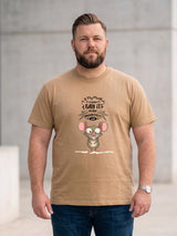 Men Plus Size Beigebanter Beige Printed Round Neck