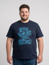 Men Plus Size Renvian Black Printed Round Neck
