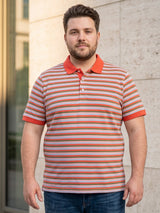Men Plus Size Buttoned Multi Striped Polo
