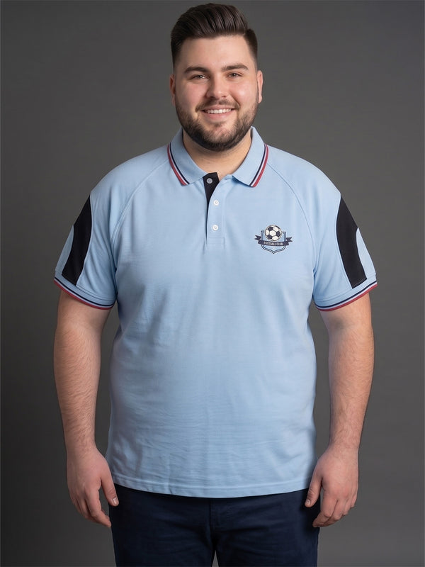 Men Plus Size Welkin Sky Blue Printed Polo