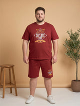 Men Plus Size Lumivox Maroon Printed Co-Ords