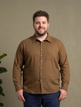 Men Plus Size Taverno Brown Solid Shirts