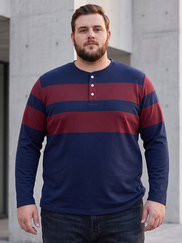 Men Plus Size Antonio Colorblock Henley Tshirt