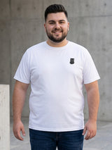 Men Plus Size Hiddenmist-White Solid White Round Neck Tshirt