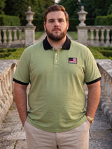 Men Plus Size Briar Green Textured Polo Tshirt
