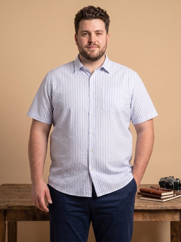 Men Plus Size Placid Multi Textured Shirts