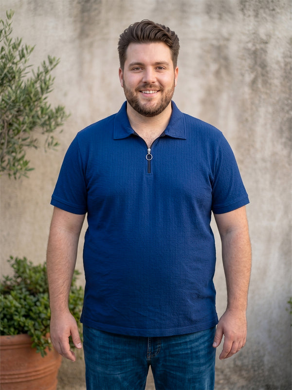 Men Plus Size Zorin Blue Solid Polo
