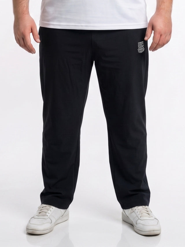 Men Plus Size Dashen Black Solid Trackpants