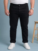 Men Plus Size Charvex Grey Solid Jeans