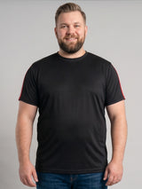 Men Plus Size Turtleneck Black Solid Round Neck