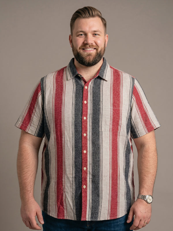Men Plus Size Mirevon Multi Textured Shirts