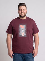 Men Plus Size Dreampaws Maroon Printed Round Neck