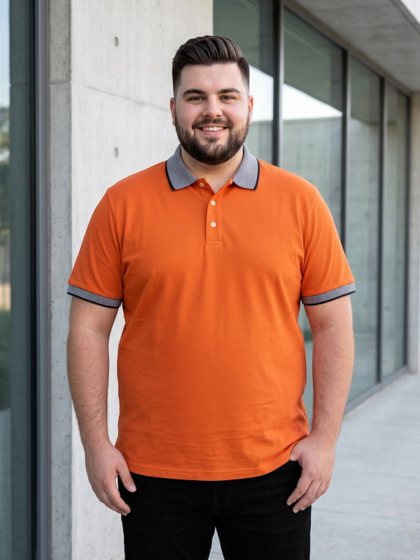 Men Plus Size Rush-Orange Orange Solid Polo Tshirts