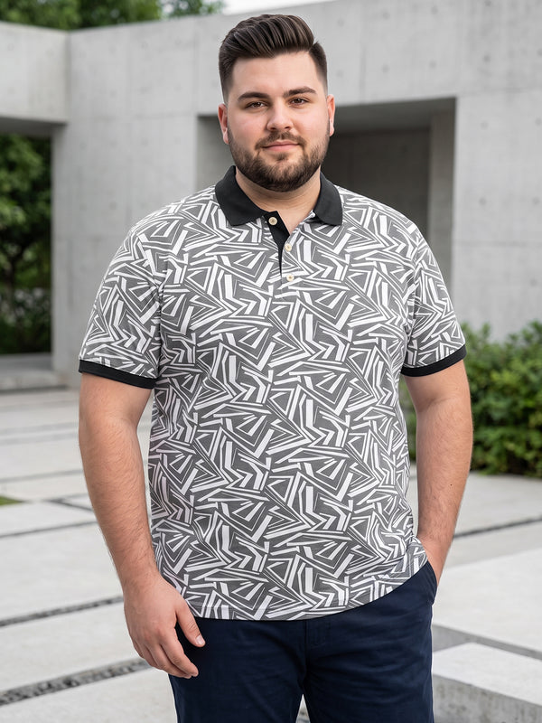Men Plus Size Geoza Multi Printed Polo Tshirt