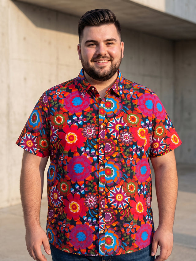 Men Plus Size Iridescent Multi Printed Shirts