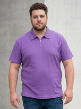 Men Plus Size Archid Violet Self Design Polo Tshirt