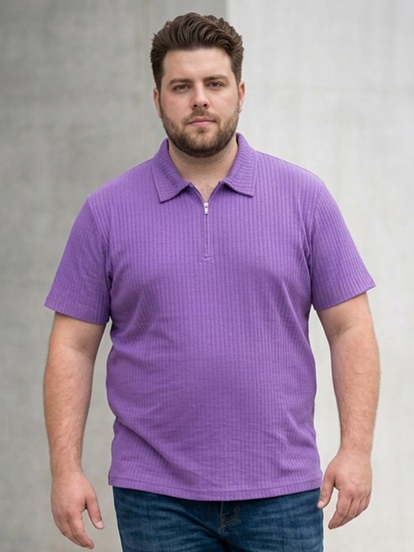 Men Plus Size Archid Violet Self Design Polo Tshirt