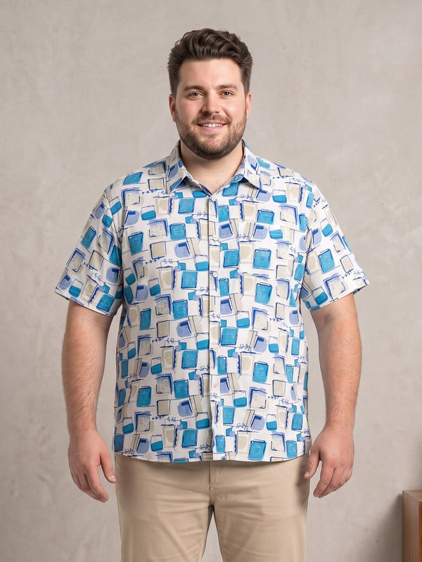 Men Plus Size Aquacube Multi Printed Shirts