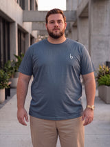 Men Plus Size Vaporcrew-Grey Solid Grey Round Neck