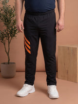 Men Plus Size Nightlights Black Solid Trackpants