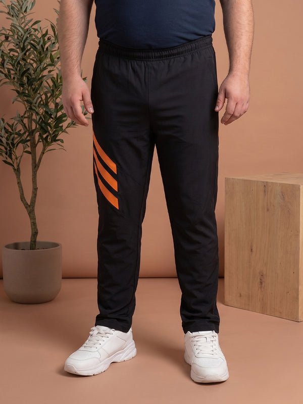 Men Plus Size Nightlights Black Solid Trackpants