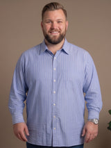 Men Plus Size Kryalyn Blue Striped Shirts