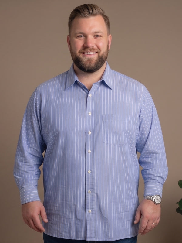 Men Plus Size Kryalyn Blue Striped Shirts