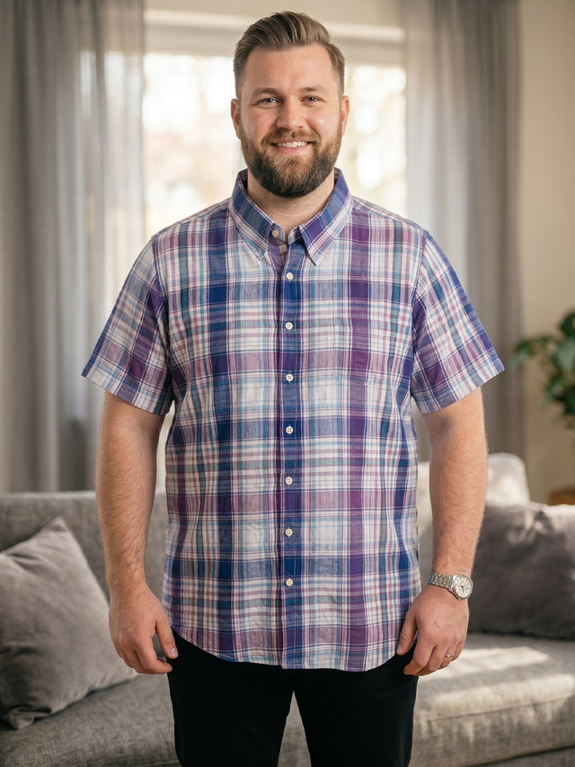Men Plus Size Velmior Multi Check Shirts