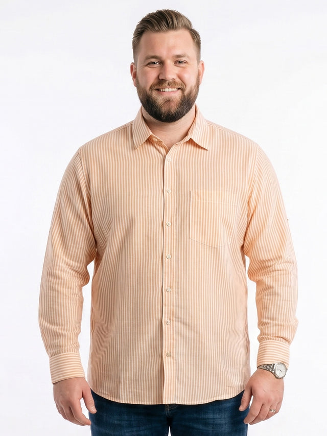 Men Plus Size Velqiro Orange Striped Shirts