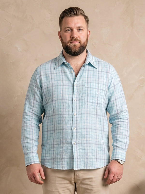 Men Plus Size Aquavelle Sky Blue Check Shirts