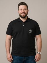 Men Plus Size Marine Black Printed Polo