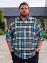 Men Plus Size Burlap Multicolor Checkered Casual Shirt
