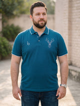 Men Plus Size Beast-Teal Teal Solid Polo