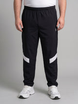 Men Plus Size Crossbeams Black Solid Trackpants