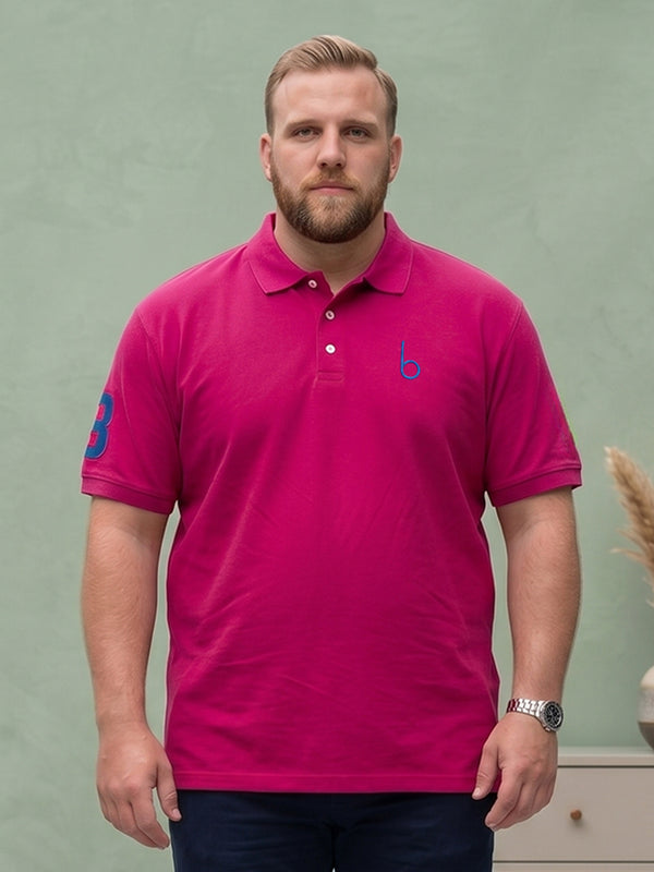 Men Plus Size Aura-Magenta Solid Polo