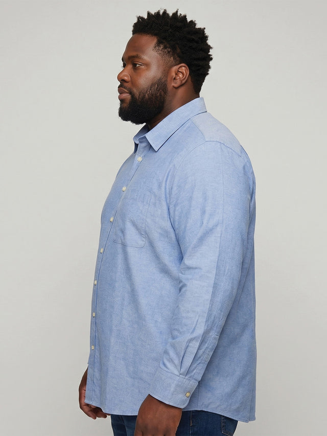 Men Plus Size Vexar Dark Blue Solid Shirts