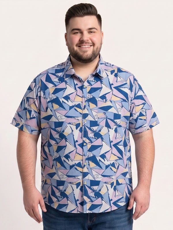 Men Plus Size Neonshards Multi Printed Shirts