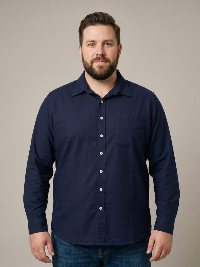 Men Plus Size Navyroth Navy Solid Shirts