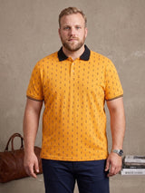 Men Plus Size Goldra Yellow Printed Polo Tshirt