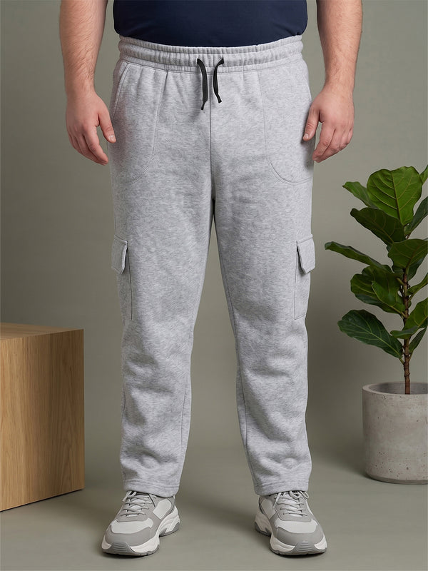 Men Plus Size Ametrine Grey Solid Trackpants