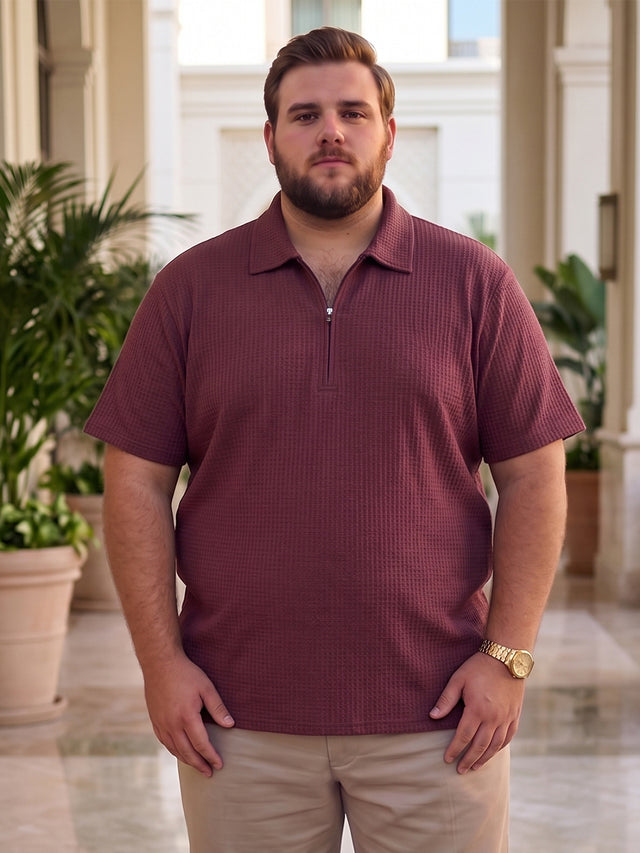 Men Plus Size Derion Maroon Textured Polo Tshirt